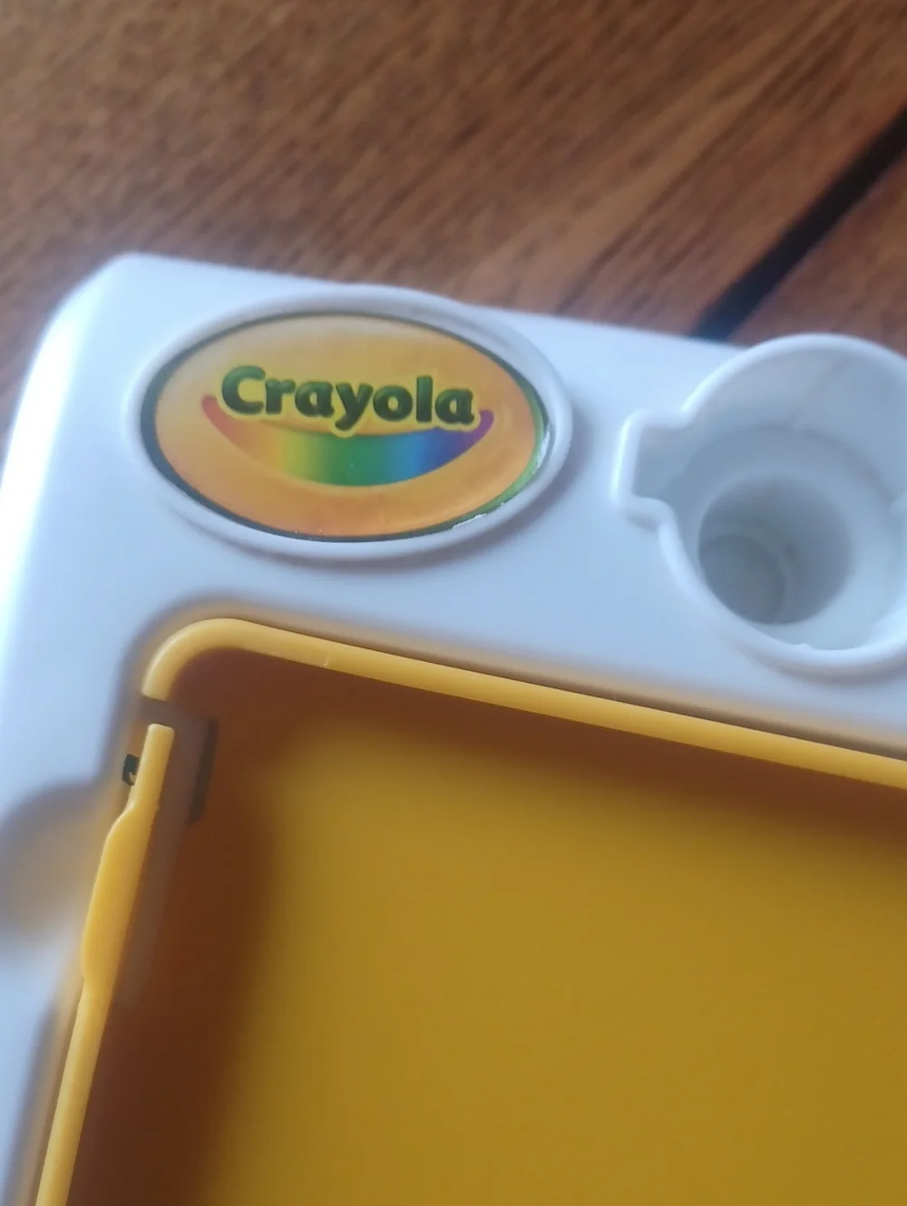 Crayola Yellow Kids Art Tray with Paint Cup Holders/marker Holders